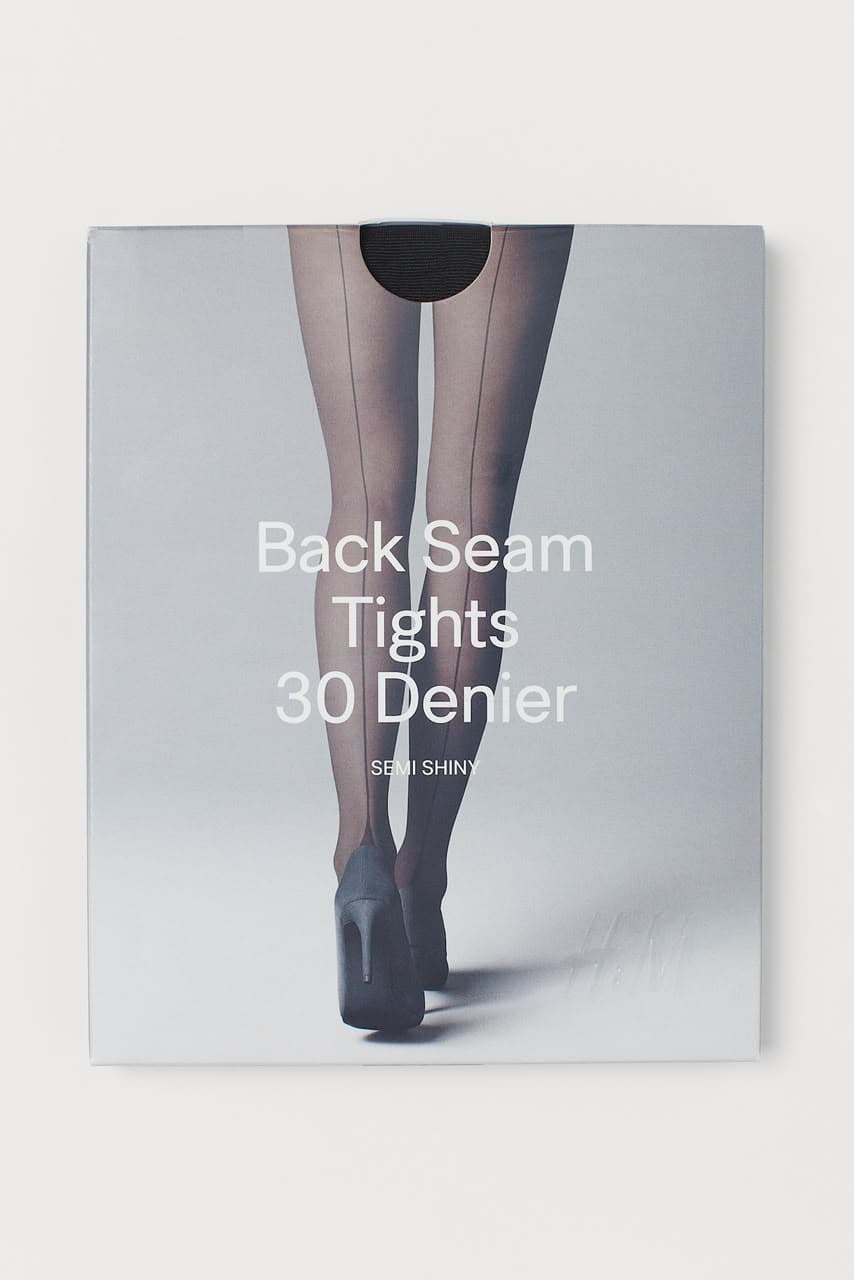 H&M sheer long socks with a back seam print (30 denier)
